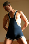 sexy boy in tight wrestling unitard